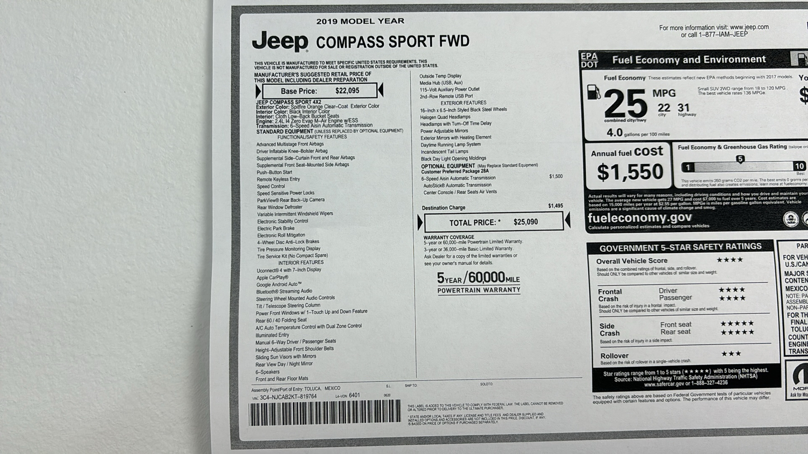 2019 Jeep Compass Sport FWD 28