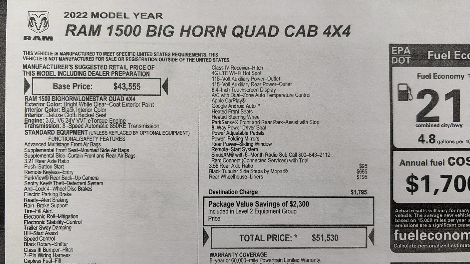 2022 RAM 1500 Big Horn Quad Cab 4x4 64 Box 28