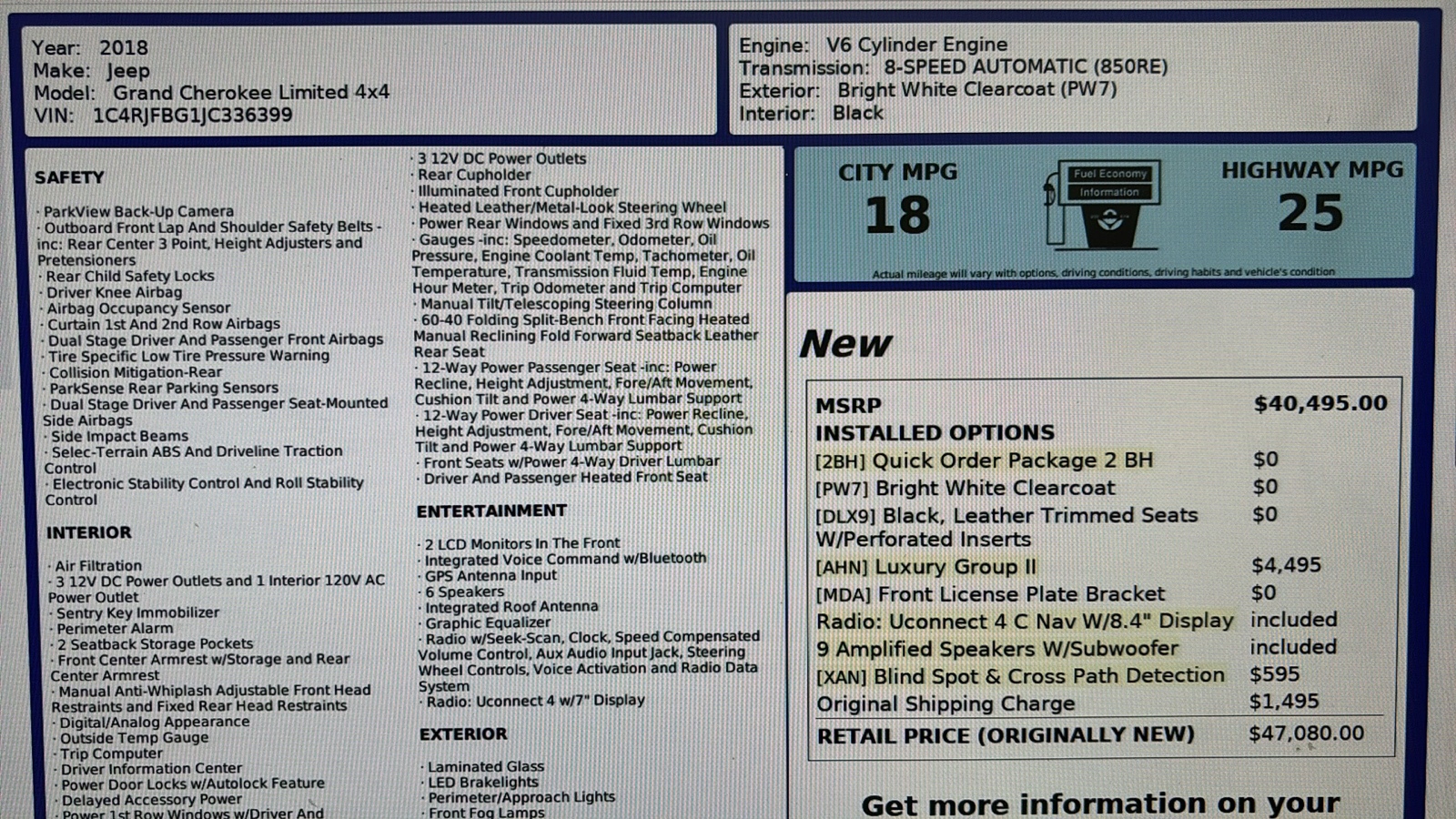 Car Connection Superstore - Used vehicle - SUV JEEP GRAND CHEROKEE 2018