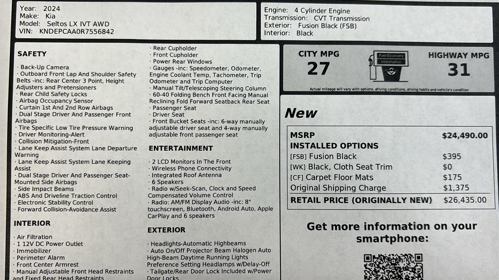 Car Connection Superstore - Used vehicle - SUV KIA SELTOS 2024