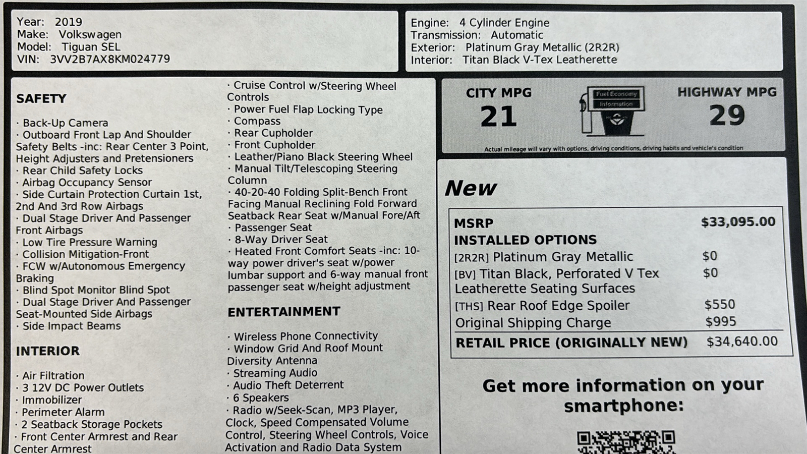 Car Connection Superstore - Used vehicle - SUV VOLKSWAGEN TIGUAN 2019