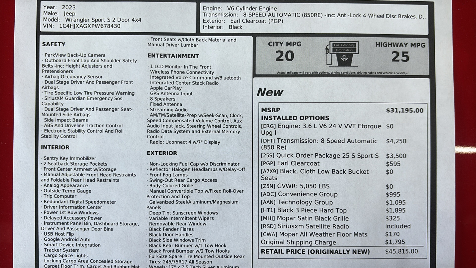 Car Connection Superstore - Used vehicle - SUV JEEP WRANGLER 2023