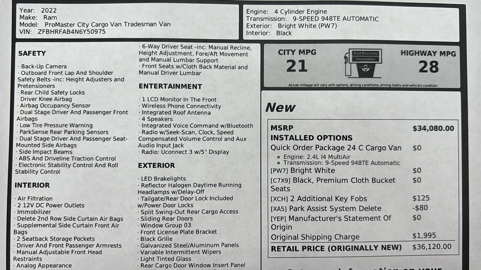 Car Connection Superstore - Used vehicle - CARGO VAN RAM PROMASTER CITY 2022