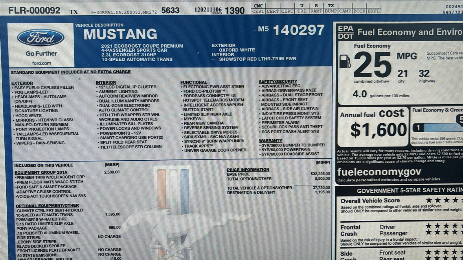 Car Connection Superstore - Used vehicle - COUPE FORD MUSTANG 2021