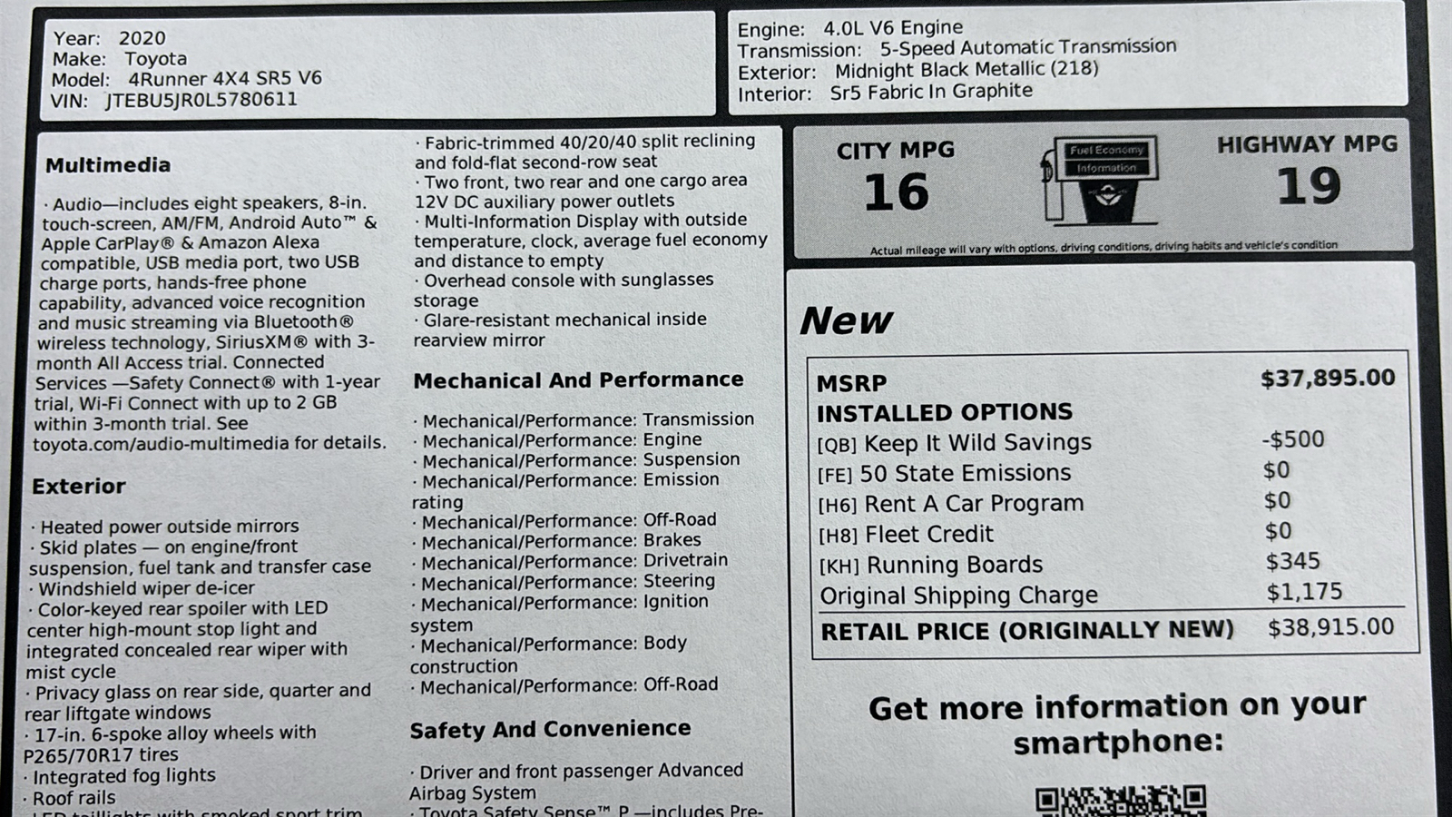 Car Connection Superstore - Used vehicle - SUV TOYOTA 4RUNNER 2020