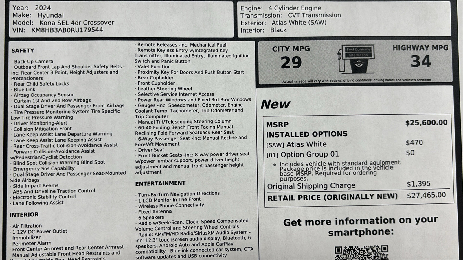 Car Connection Superstore - Used vehicle - SUV HYUNDAI KONA 2024