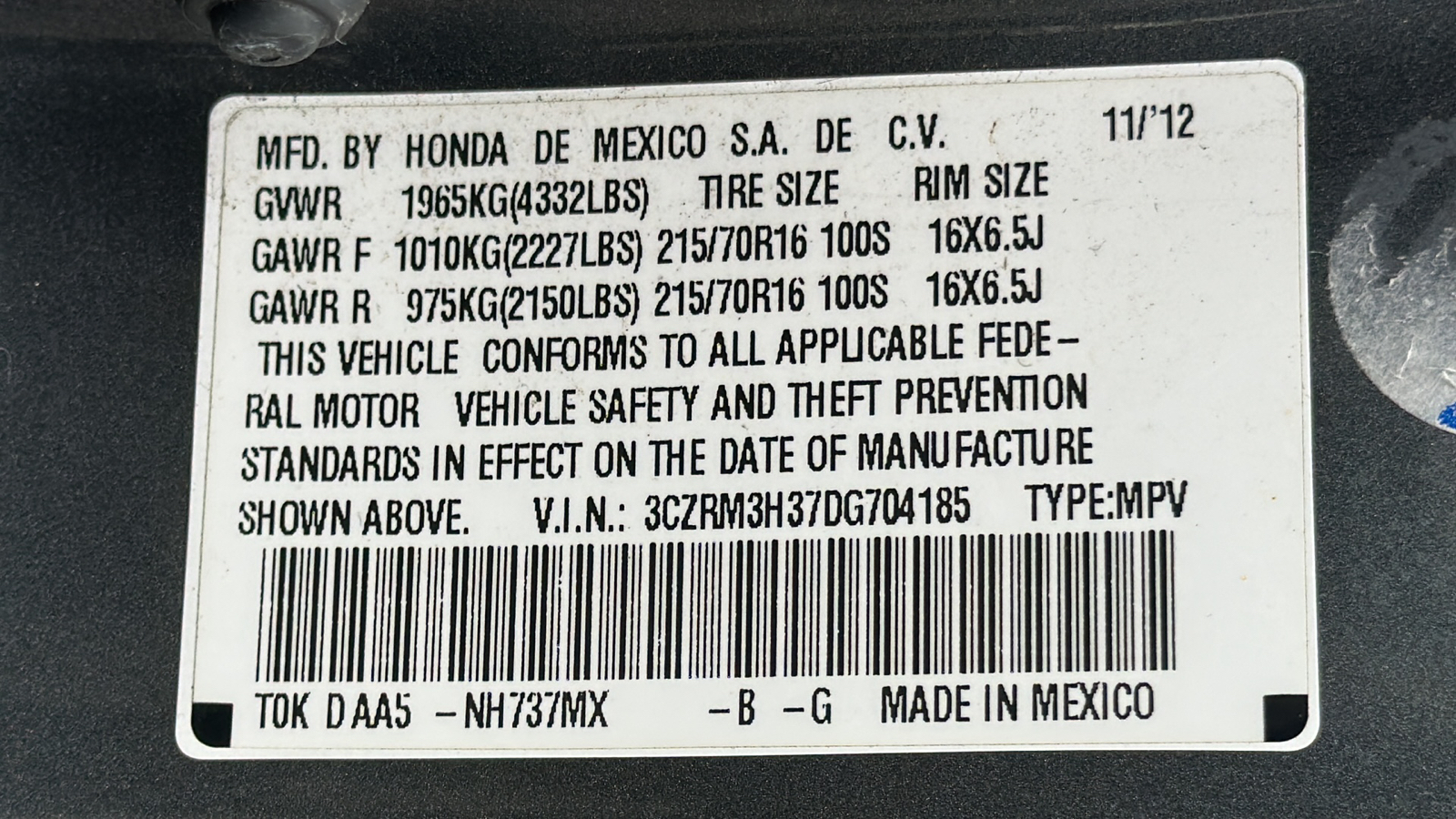 2013 Honda CR-V LX 22