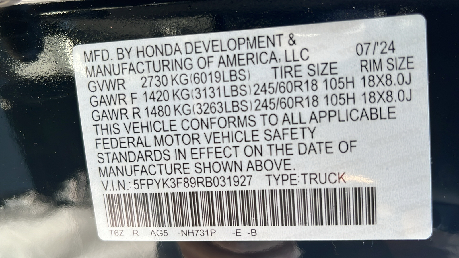 2024 Honda Ridgeline Black Edition 33