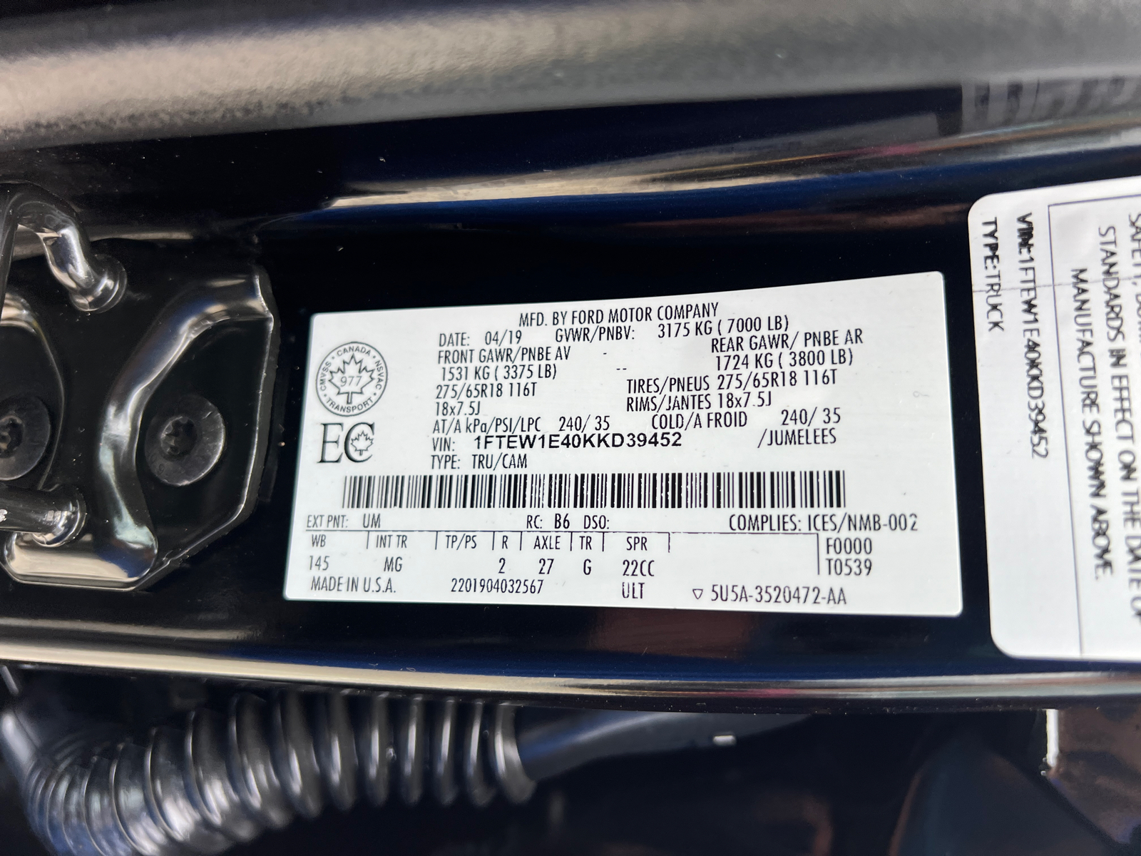 2019 Ford F-150 XLT 4WD SuperCrew 5.5 Box 32