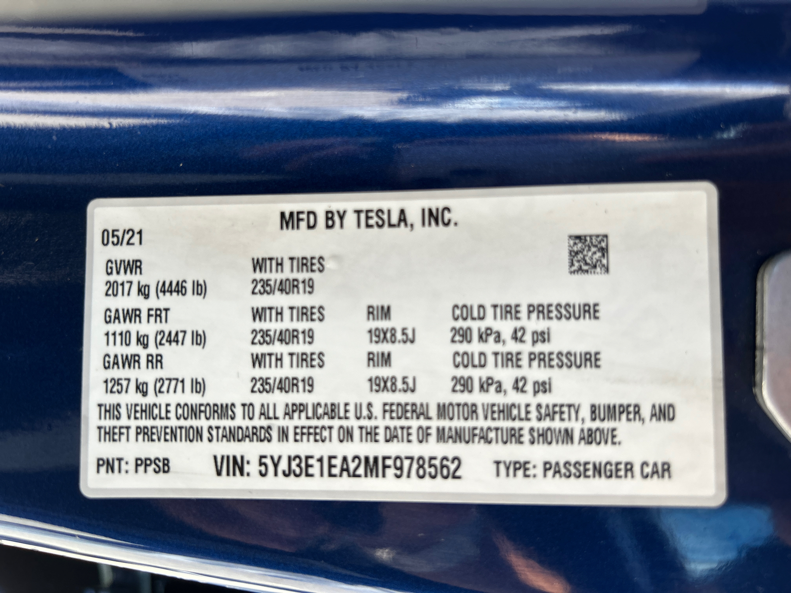 2021 Tesla Model 3 Standard Range Plus 35