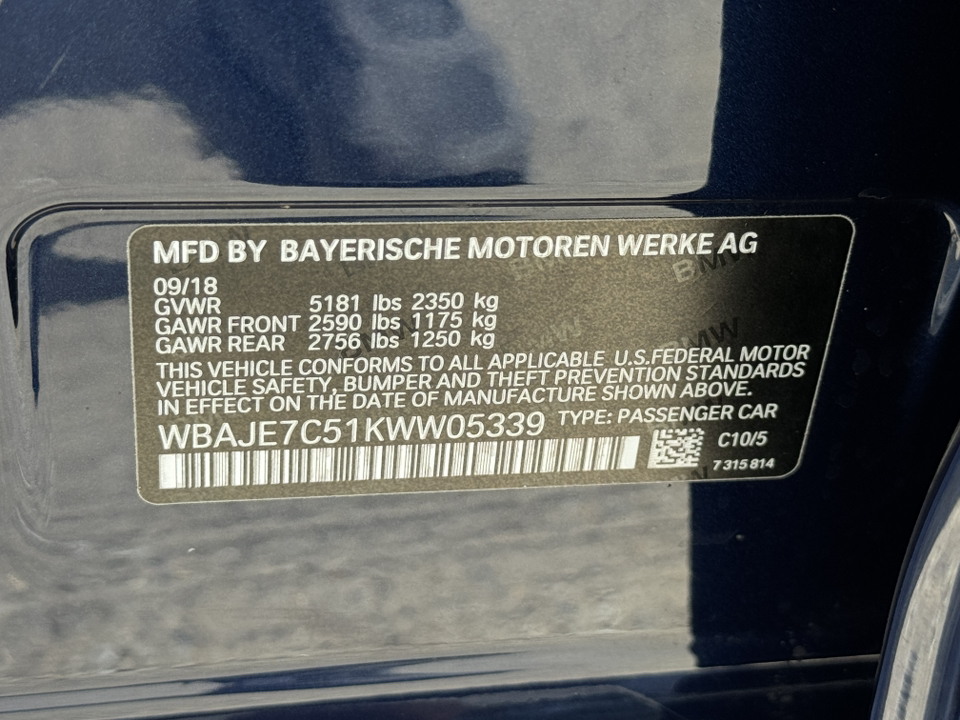2019 BMW 5 Series 540i xDrive 50
