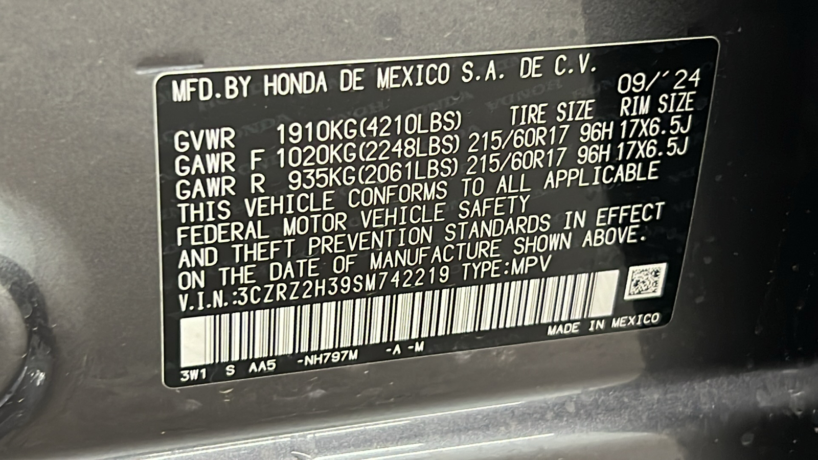 2025 Honda HR-V LX 27