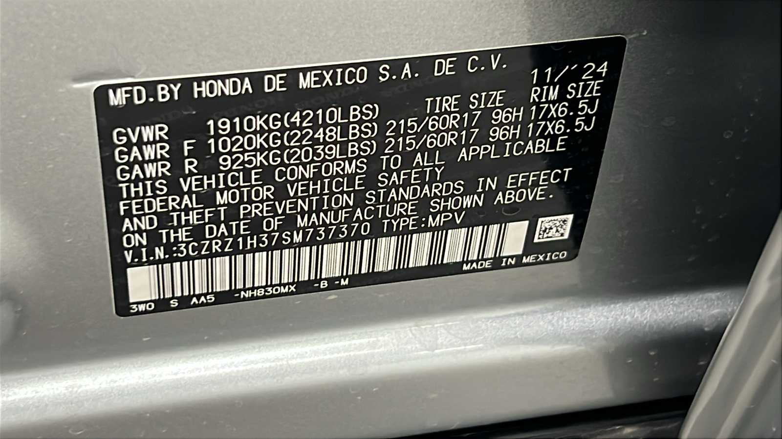 2025 Honda HR-V LX 27