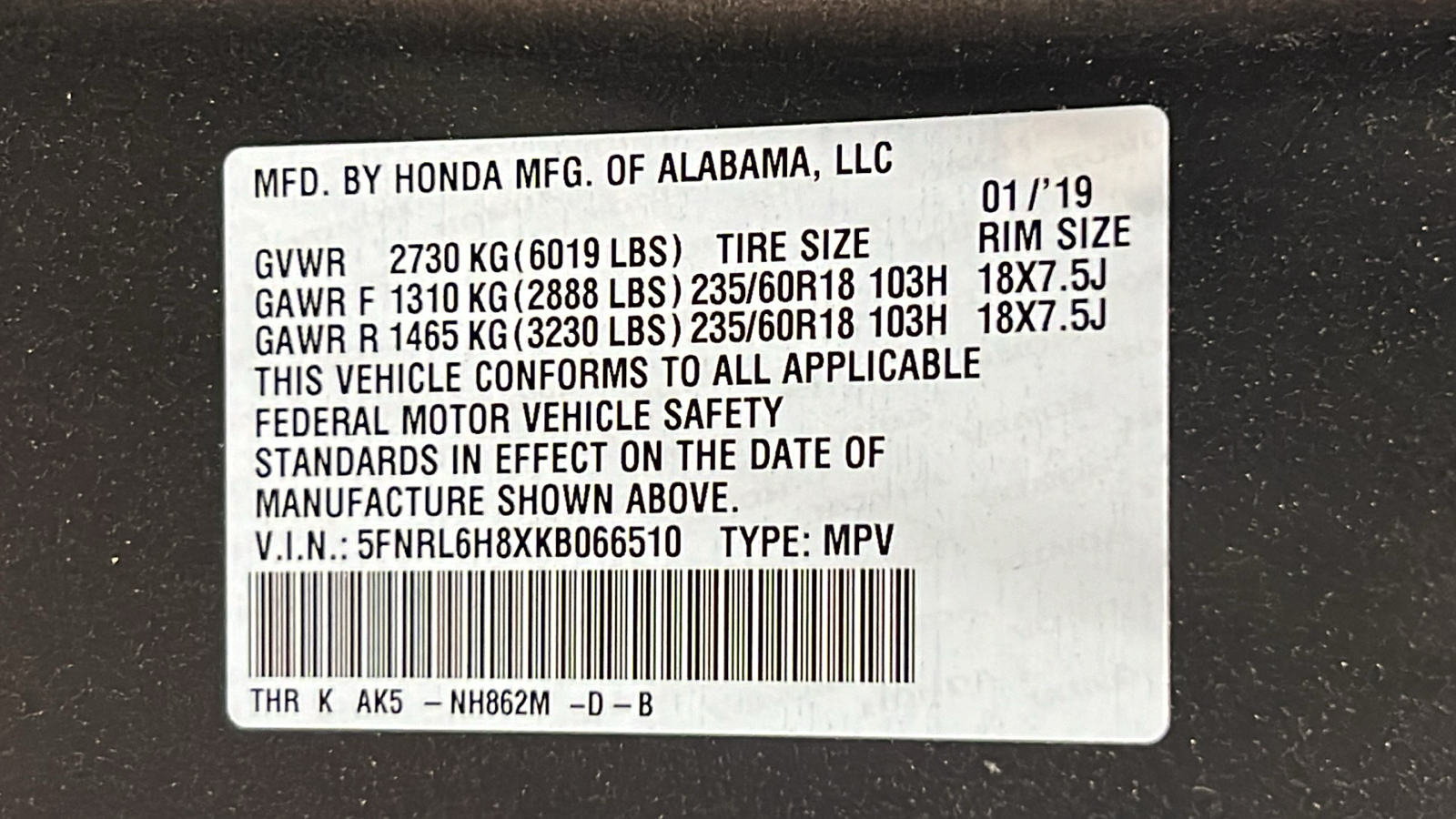 2019 Honda Odyssey Touring 31