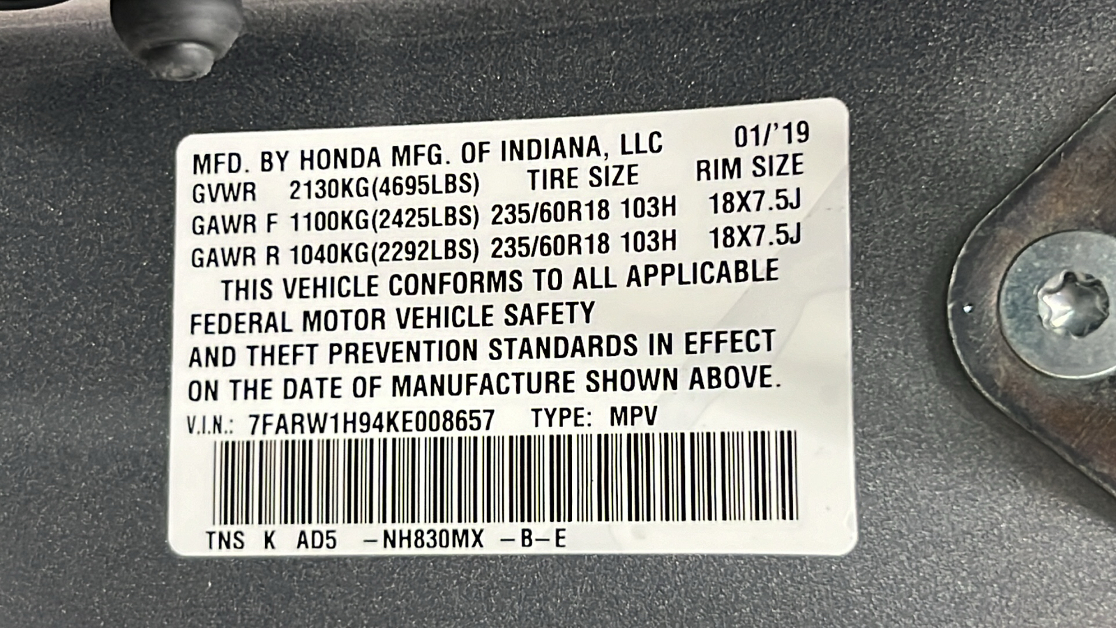 2019 Honda CR-V Touring 30