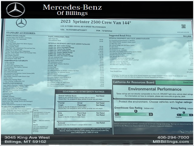 2023 Mercedes-Benz Sprinter 2500 Crew 144 WB 5