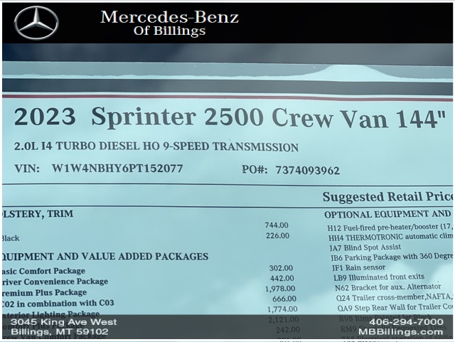 2023 Mercedes-Benz Sprinter 2500 Crew 144 WB 6