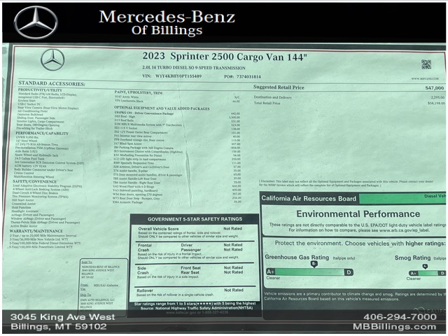 2023 Mercedes-Benz Sprinter 2500 Cargo 144 WB 31