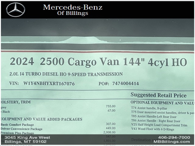 2024 Mercedes-Benz Sprinter 2500 Cargo 144 WB 9