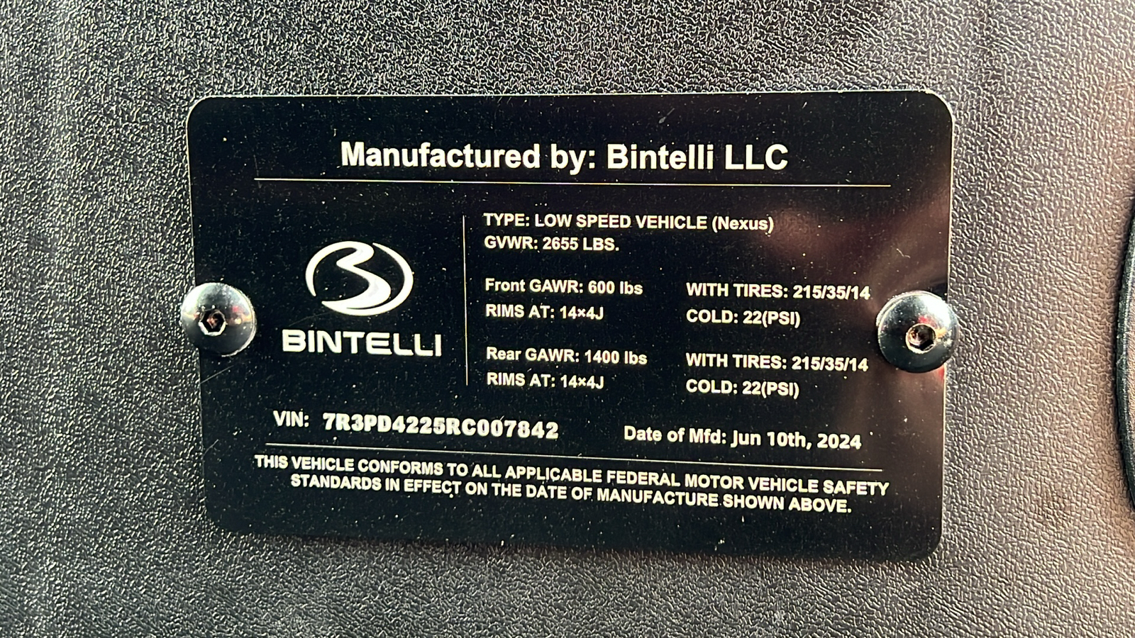 2024 BINTELLI NEXUS 4 PASSENGER FORWARD FACING 9