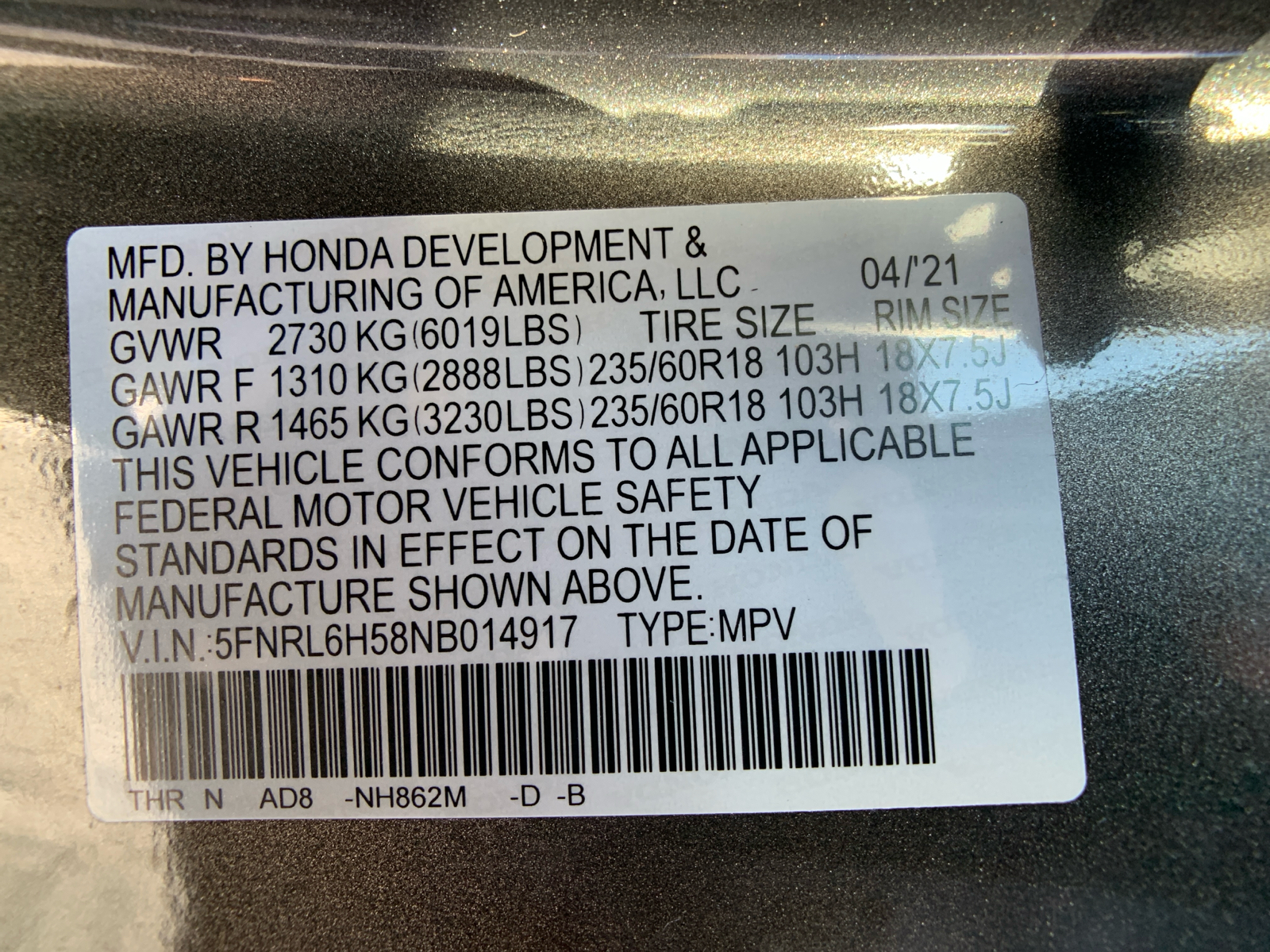 2022 Honda Odyssey EX 16
