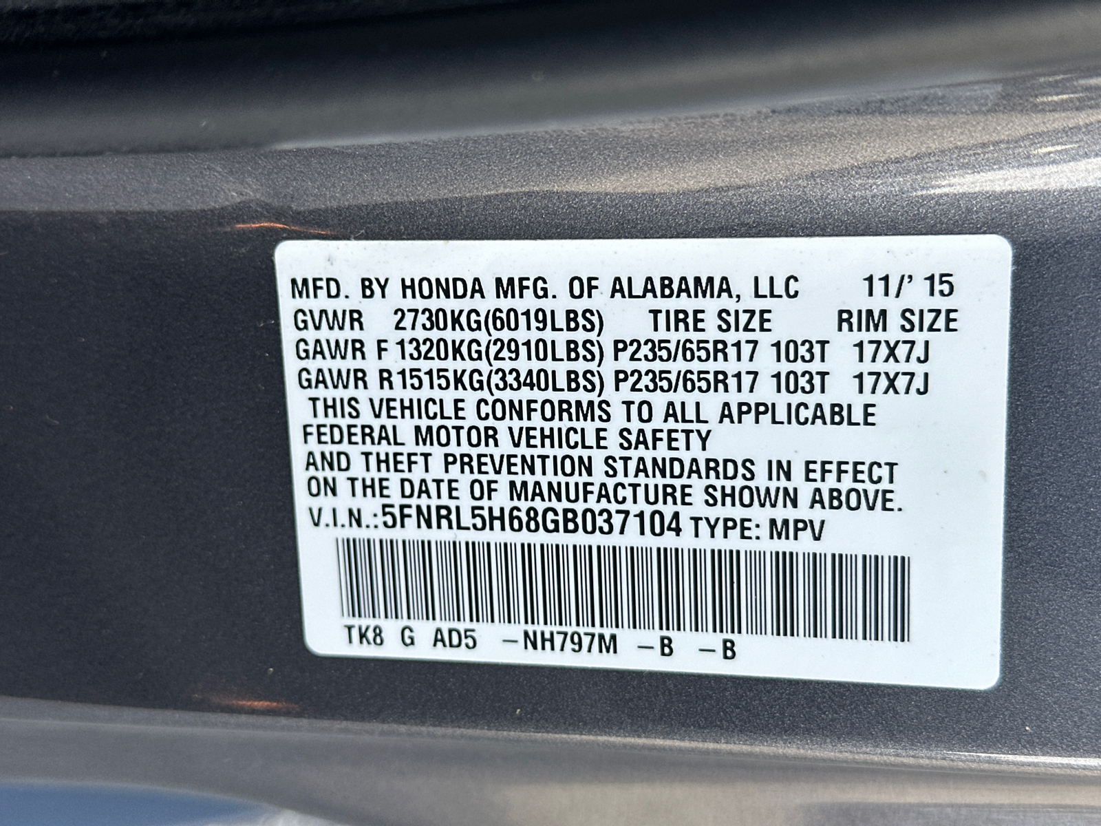 2016 Honda Odyssey EX-L 32