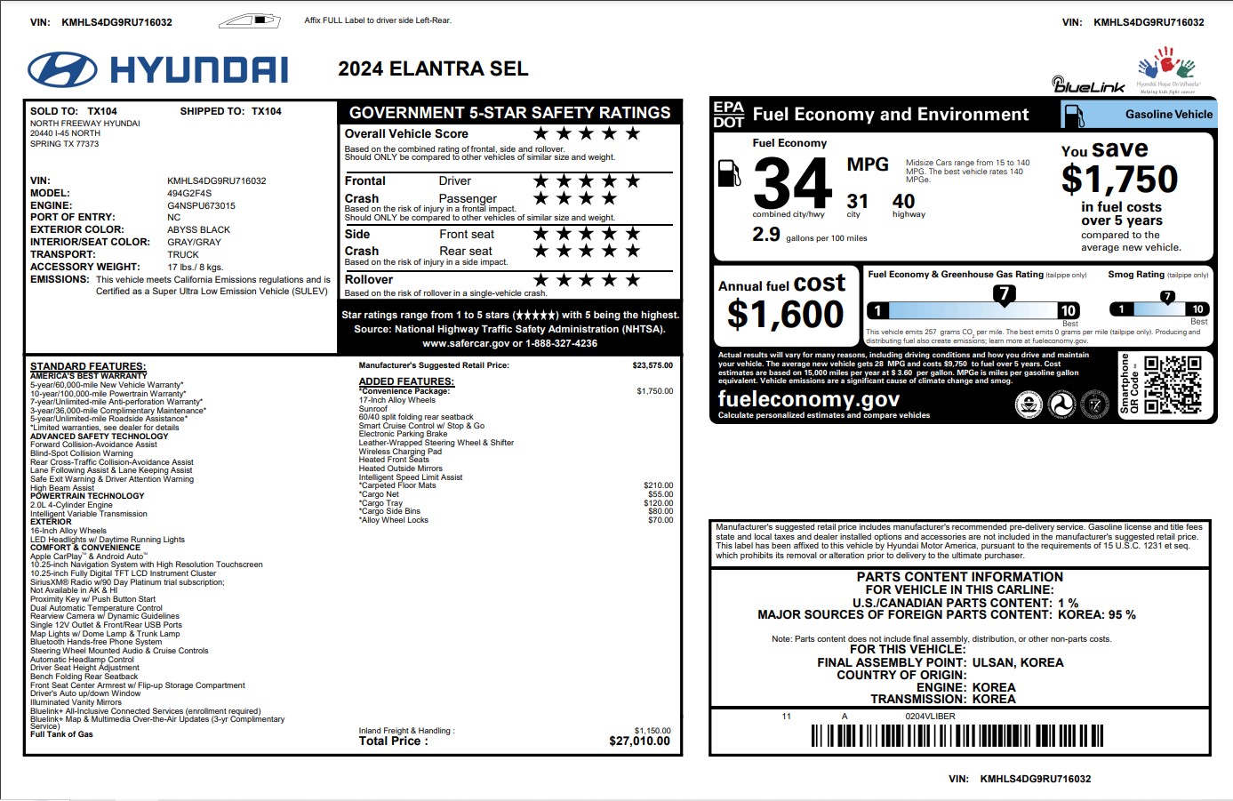 2024 Hyundai Elantra SEL 3