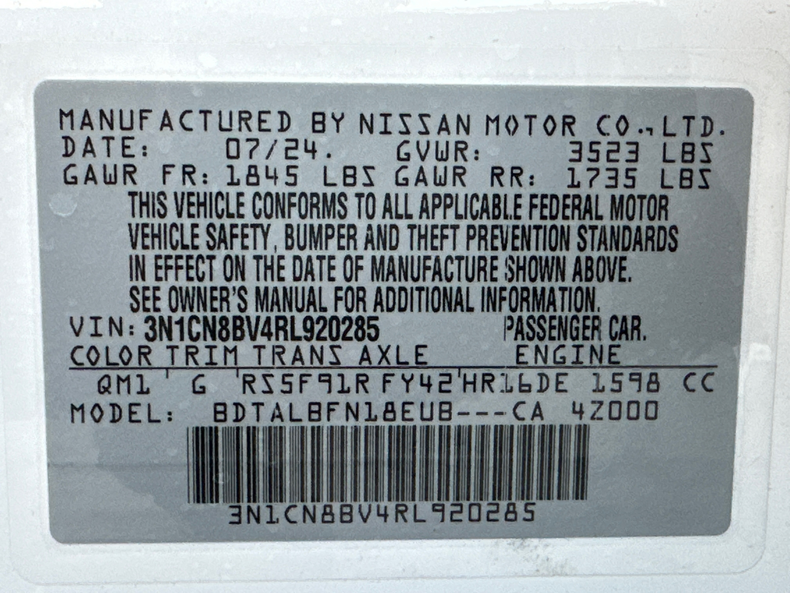 2024 Nissan Versa 1.6 S 39