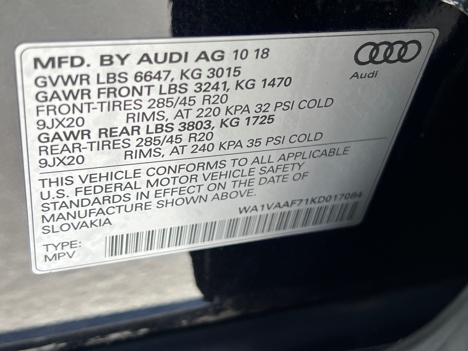 2019 Audi Q7 Prestige 35