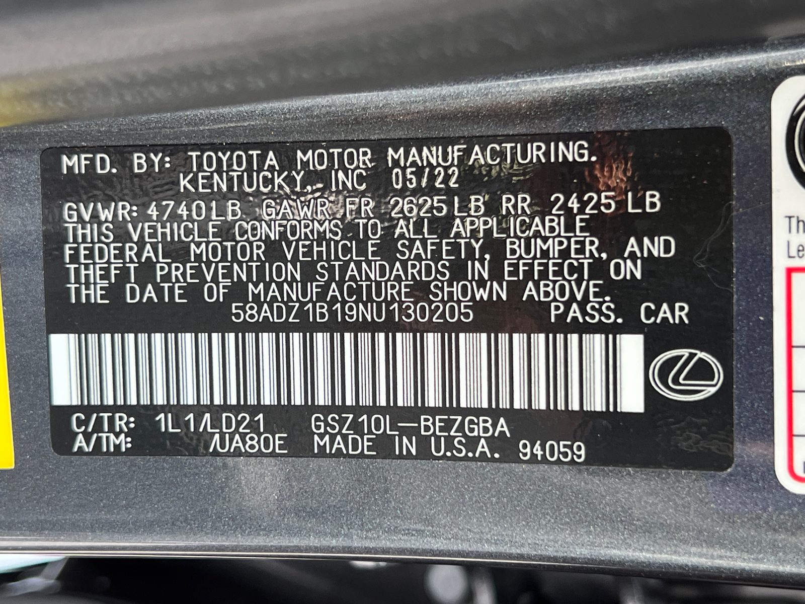 2022 Lexus ES ES 350 34