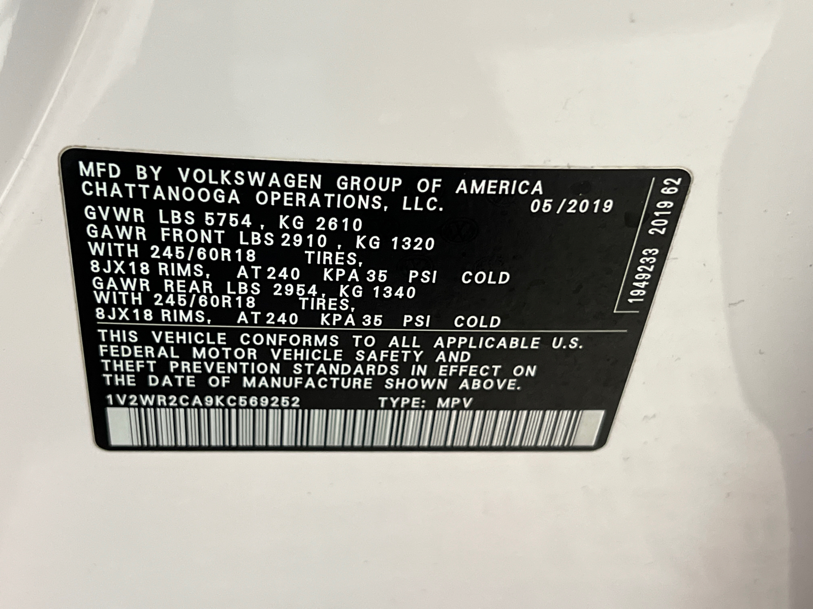 2019 Volkswagen Atlas 3.6L V6 SE 29