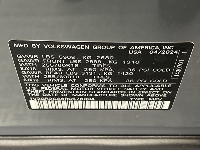 2024 Volkswagen Atlas 2.0T Peak Edition SEL 22