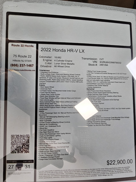 2022 Honda HR-V LX 39