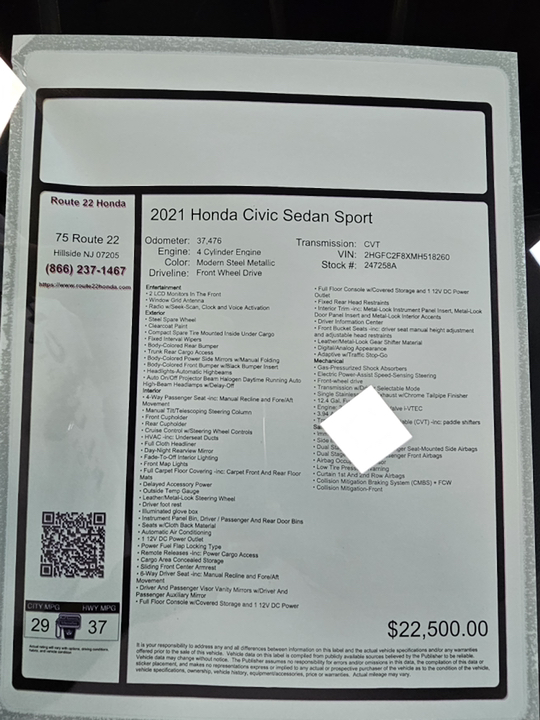 2021 Honda Civic Sedan Sport 39