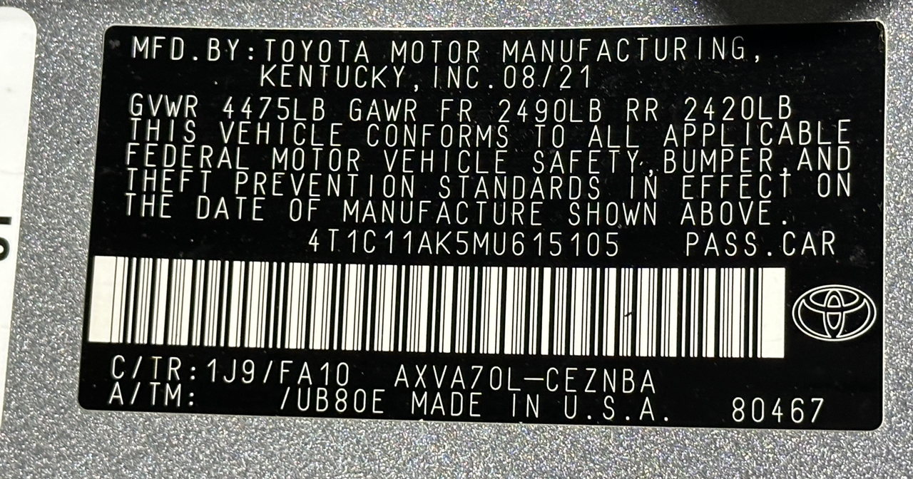 2021 Toyota Camry  38