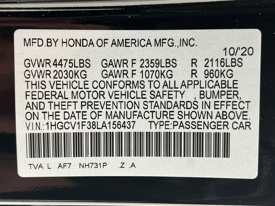 2020 Honda Accord  38