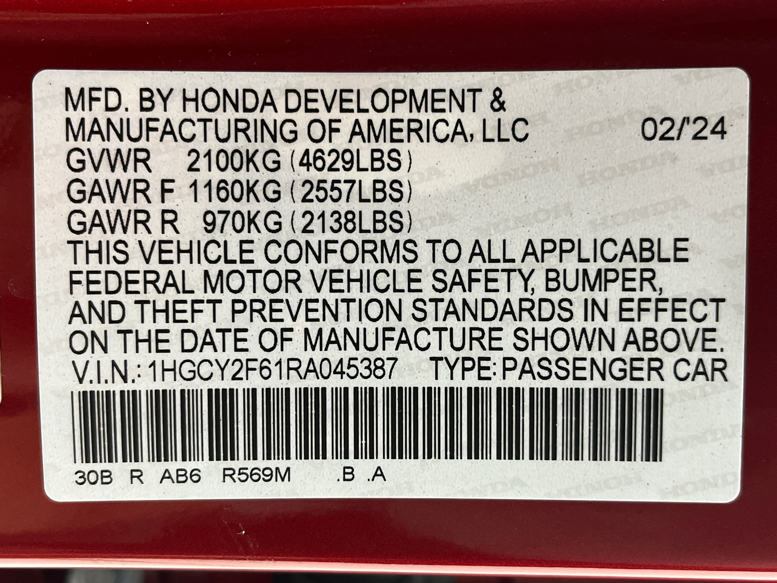 2024 Honda Accord Hybrid EX-L 45